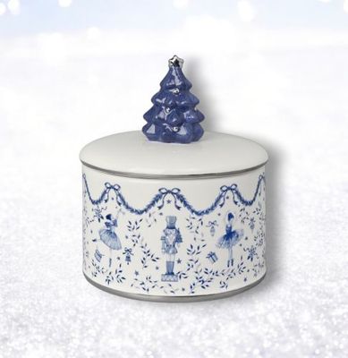 PRE-ORDER 7.5&quot; Blue Tree Covered Dish Christmas Decor *SHIPS 8/2025* NEW 2025