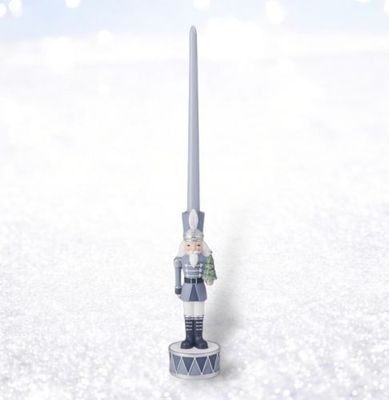 PRE-ORDER 10&quot; Blue Drum Nutcracker Candle Stick Christmas Decor *SHIPS 8/2025* NEW 2025