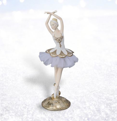 PRE-ORDER 10.5&quot; White/Gold Ballerina Christmas Decor *SHIPS 8/2025* NEW 2025