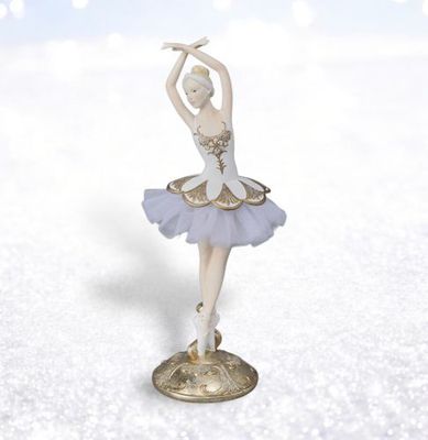 PRE-ORDER 10.5&quot; White/Gold Ballerina Christmas Decor *SHIPS 8/2025* NEW 2025