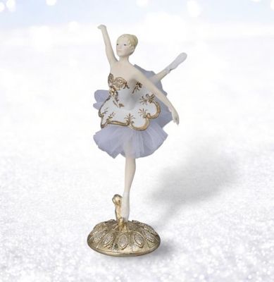 PRE-ORDER 9.5&quot; White/Gold Ballerina Christmas Decor *SHIPS 8/2025* NEW 2025