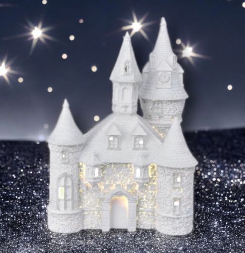 PRE-ORDER 12&quot; LED White Castle Christmas Decor *SHIPS 8/2025* NEW 2025