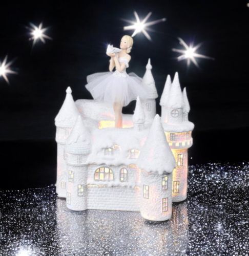 PRE-ORDER 11.5&quot; LED Rotating Ballerina Castle Christmas Decor *SHIPS 8/2025* NEW 2025