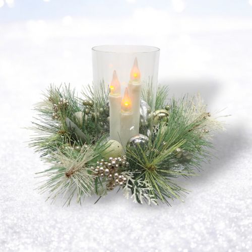 PRE-ORDER 12&quot; Evergreen LED Candle Centerpiece Christmas Decor *SHIPS 8/2025* NEW 2025