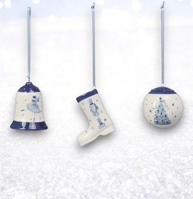PRE-ORDER Shaped Porcelain Ornament Set Of 3Christmas Decor *SHIPS 8/2025* NEW 2025