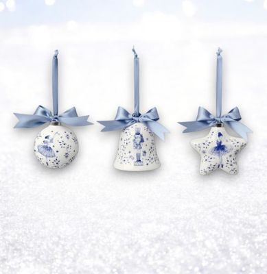PRE-ORDER Porcelain Nutcracker Suite Ornament Set Of 3 Christmas Decor *SHIPS 8/2025* NEW 2025