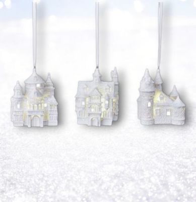 LED Castles Ornament Set Of 3 Christmas Decor *SHIPS WITHIN 10 DAYS* NEW 2025
