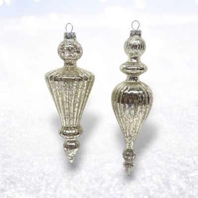 PRE-ORDER Mercury Finial Ornament Set Of 2 Christmas Decor *SHIPS 8/2025* NEW 2025
