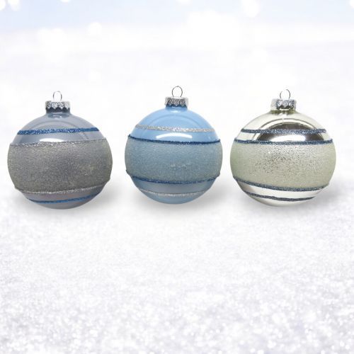 PRE-ORDER Banded Stripe Ornament Set Of 3 Christmas Decor *SHIPS 8/2025* NEW 2025