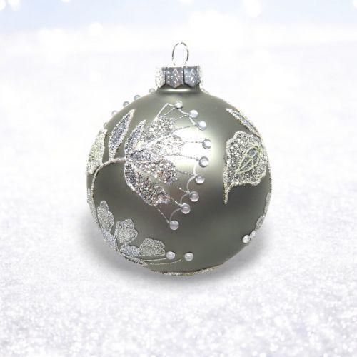 PRE-ORDER Matte Silver With Floral Jewels Ornament Christmas Decor *SHIPS 8/2025* NEW 2025