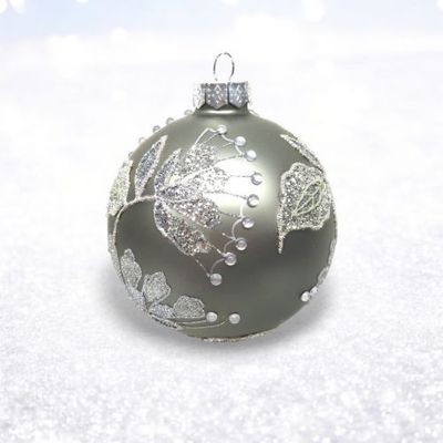 PRE-ORDER Matte Silver With Floral Jewels Ornament Christmas Decor *SHIPS 8/2025* NEW 2025