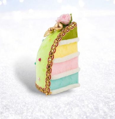 5&quot; Dome Green Cake Slice Ornament Set Of 2 Christmas Decor *SHIPS WITHIN 10 DAYS* NEW 2025