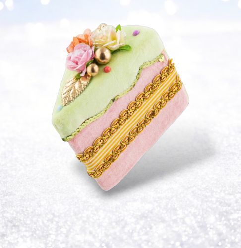 PRE-ORDER 4.5&quot; Pink Cake Slice Ornament Set Of 2 Christmas Decor *SHIPS 8/2025* NEW 2025