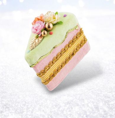 PRE-ORDER 4.5&quot; Pink Cake Slice Ornament Set Of 2 Christmas Decor *SHIPS 8/2025* NEW 2025