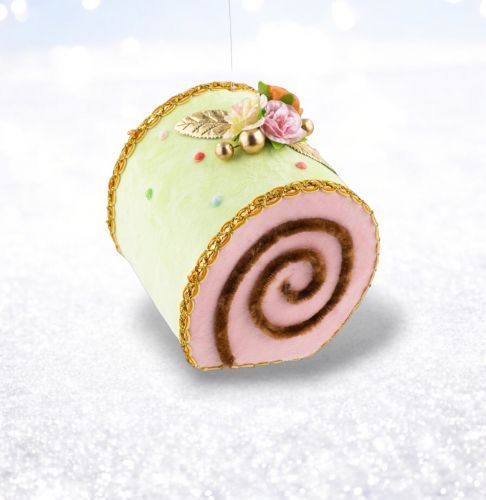 PRE-ORDER 6&quot; Green Swiss Roll Ornament Set Of 2 Christmas Decor *SHIPS 8/2025* NEW 2025