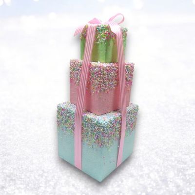 PRE-ORDER 16&quot; Pastel Presents Stacked With Bow Christmas Decor *SHIPS 8/2025* NEW 2025