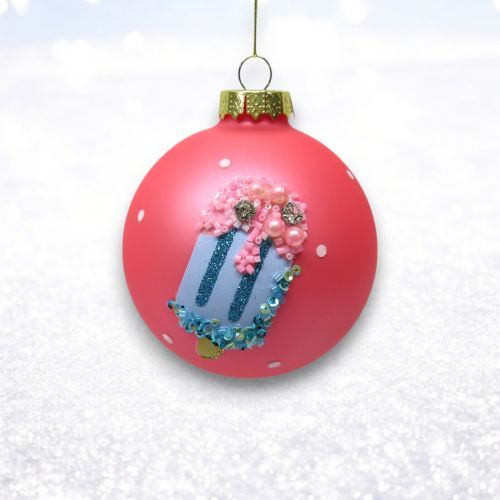 PRE-ORDER Pink Ball With Ice Cream Bar Ornament Christmas Decor *SHIPS 8/2025* NEW 2025