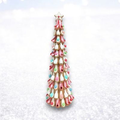 PRE-ORDER 18.5&quot; Pastel Candy Ribbon Tree Christmas Decor *SHIPS 8/2025* NEW 2025
