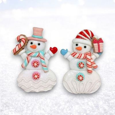 PRE-ORDER Pastel Snowman Claydough Ornament Set Of 2 Christmas Decor *SHIPS 8/2025* NEW 2025