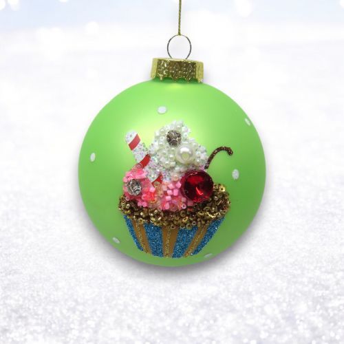PRE-ORDER Green Ball With Sundae Bar Ornament Christmas Decor *SHIPS 8/2025* NEW 2025