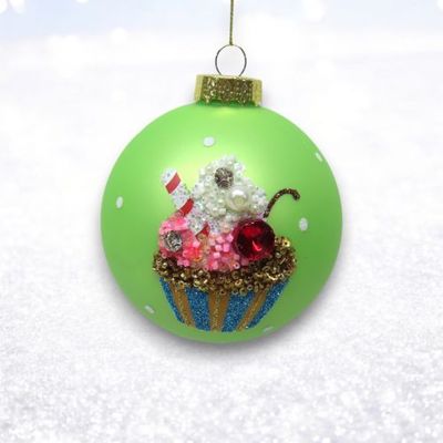 PRE-ORDER Green Ball With Sundae Bar Ornament Christmas Decor *SHIPS 8/2025* NEW 2025