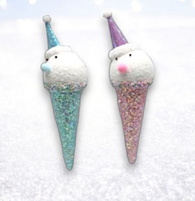 PRE-ORDER Snowman Cone Ornament Set Of 2 Christmas Decor *SHIPS 8/2025* NEW 2025