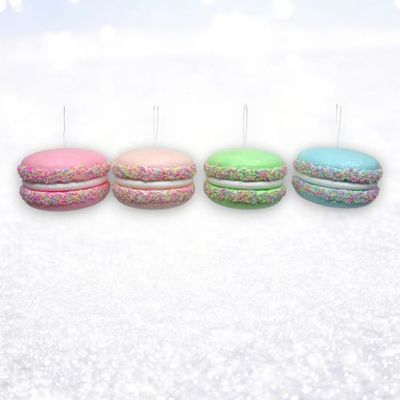PRE-ORDER Pastel Macaron Ornament Set Of 4 Christmas Decor *SHIPS 8/2025* NEW 2025