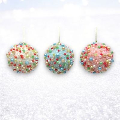 PRE-ORDER Candy Sprinkle Ball Ornament Set Of 3 Christmas Decor *SHIPS 8/2025* NEW 2025