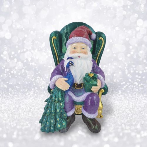 PRE-ORDER 14&quot; Peacock Santa In Chair Christmas Decor *SHIPS 8/2025* NEW 2025