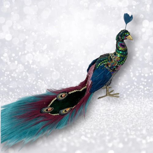 PRE-ORDER 12.5&quot; Peacock Left Christmas Decor *SHIPS 8/2025* NEW 2025