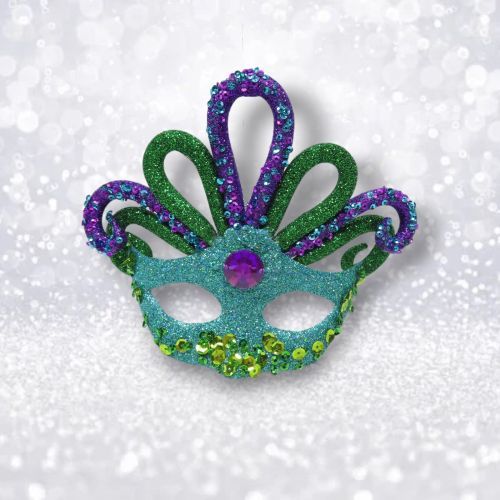 PRE-ORDER Teal Peacock Mask Ornament Christmas Decor *SHIPS 8/2025* NEW 2025