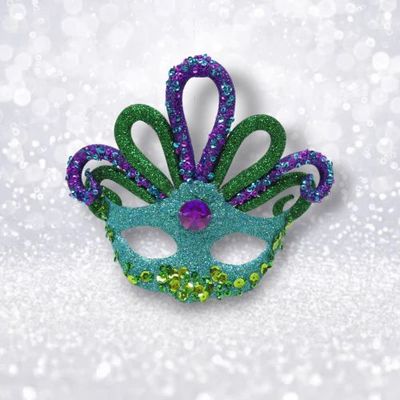 PRE-ORDER Teal Peacock Mask Ornament Christmas Decor *SHIPS 8/2025* NEW 2025