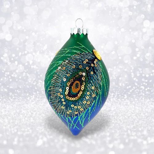 PRE-ORDER Green Peacock Feather Ornament Christmas Decor *SHIPS 8/2025* NEW 2025