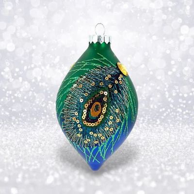 PRE-ORDER Green Peacock Feather Ornament Christmas Decor *SHIPS 8/2025* NEW 2025
