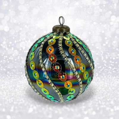 PRE-ORDER Sequin Stripe Peacock Ornament Christmas Decor *SHIPS 8/2025* NEW 2025