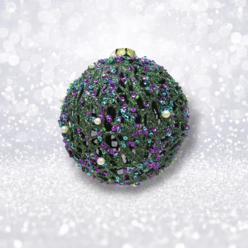 PRE-ORDER 5&quot; Beaded Ball Ornament Christmas Decor *SHIPS 8/2025* NEW 2025