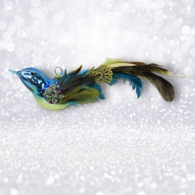 PRE-ORDER Glass/Feather Bird Ornament Christmas Decor *SHIPS 8/2025* NEW 2025