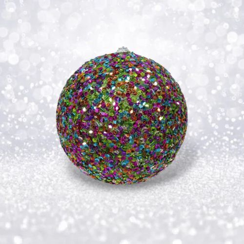 PRE-ORDER 5&quot; Purple Teal Beaded Ball Ornament Christmas Decor *SHIPS 8/2025* NEW 2025