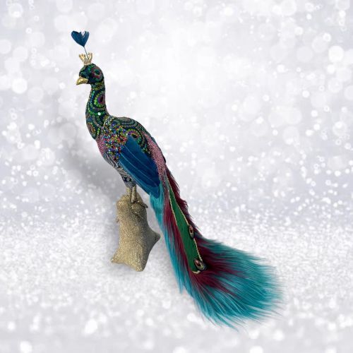 PRE-ORDER 18.5&quot; Peacock on Rock Christmas Decor *SHIPS 8/2025* NEW 2025