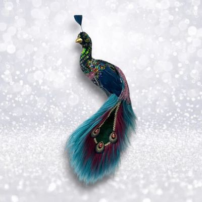 21" Hanging Peacock Right Christmas Decor *SHIPS WITHIN 10 DAYS* NEW 2025