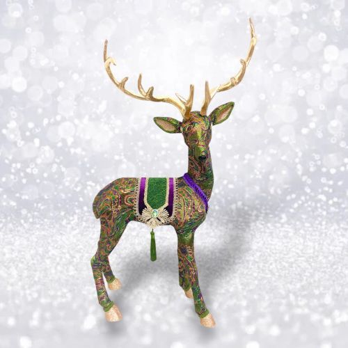 PRE-ORDER 29&quot; Peacock Deer Standing Christmas Decor *SHIPS 8/2025* NEW 2025