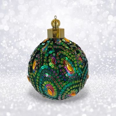 Sequin Peacock Ornaments Set Of 2 Christmas Decor *SHIPS WITHIN 10 DAYS* NEW 2025