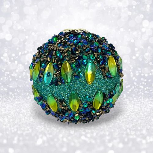 PRE-ORDER Teal Jeweled Peacock Ornament Christmas Decor *SHIPS 8/2025* NEW 2025