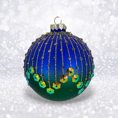 PRE-ORDER Blue Sequin Peacock Ornament Christmas Decor *SHIPS 8/2025* NEW 2025