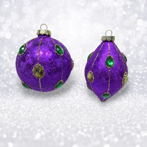 PRE-ORDER Purple Ornament Set Of 2 Christmas Decor *SHIPS 8/2025* NEW 2025