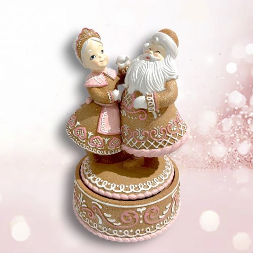 PRE-ORDER Pink Gingerbread Santa Couple Christmas Decor *SHIPS 8/2025* NEW 2025