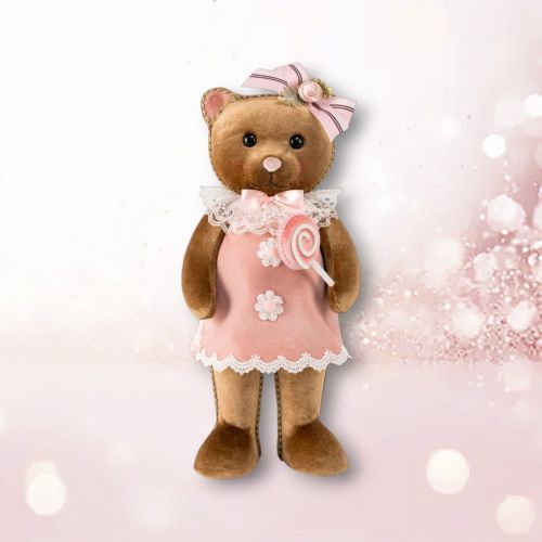 PRE-ORDER 15.5&quot; Brown Bear in Dress Christmas Decor *SHIPS 8/2025* NEW 2025