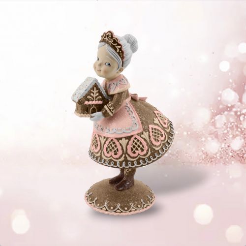 PRE-ORDER Pink Gingerbread Mrs. Claus With House Christmas Decor *SHIPS 8/2025* NEW 2025