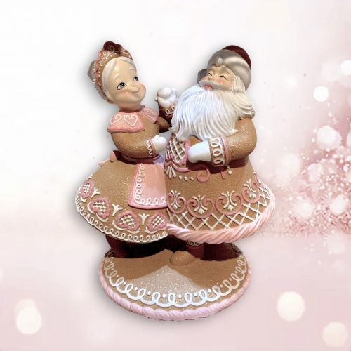 PRE-ORDER Pink Gingerbread Dancing Santa &amp; Mrs. Claus Christmas Decor *SHIPS 8/2025* NEW 2025