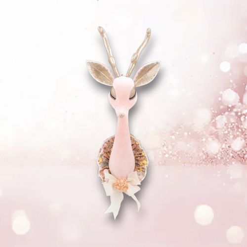 PRE-ORDER 22&quot; Pink Deer Head Wall Mount Christmas Decor *SHIPS 8/2025* NEW 2025